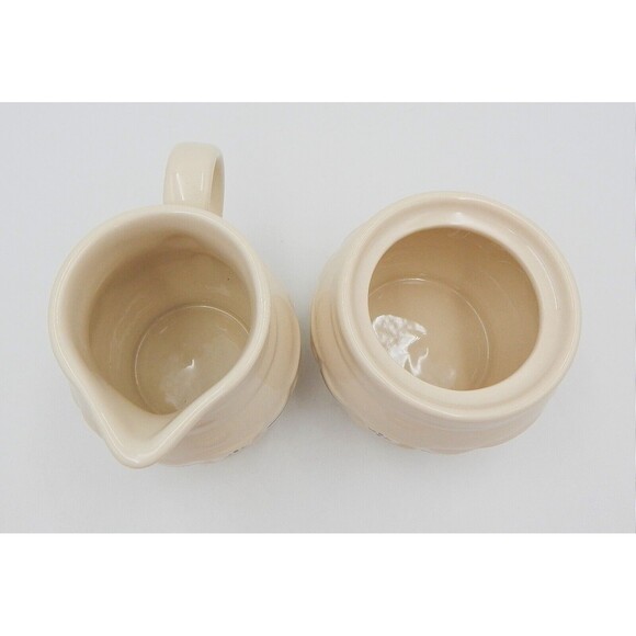 Longaberger Pottery Woven Traditions Heritage Green Sugar & Creamer Set - Picture 5 of 8